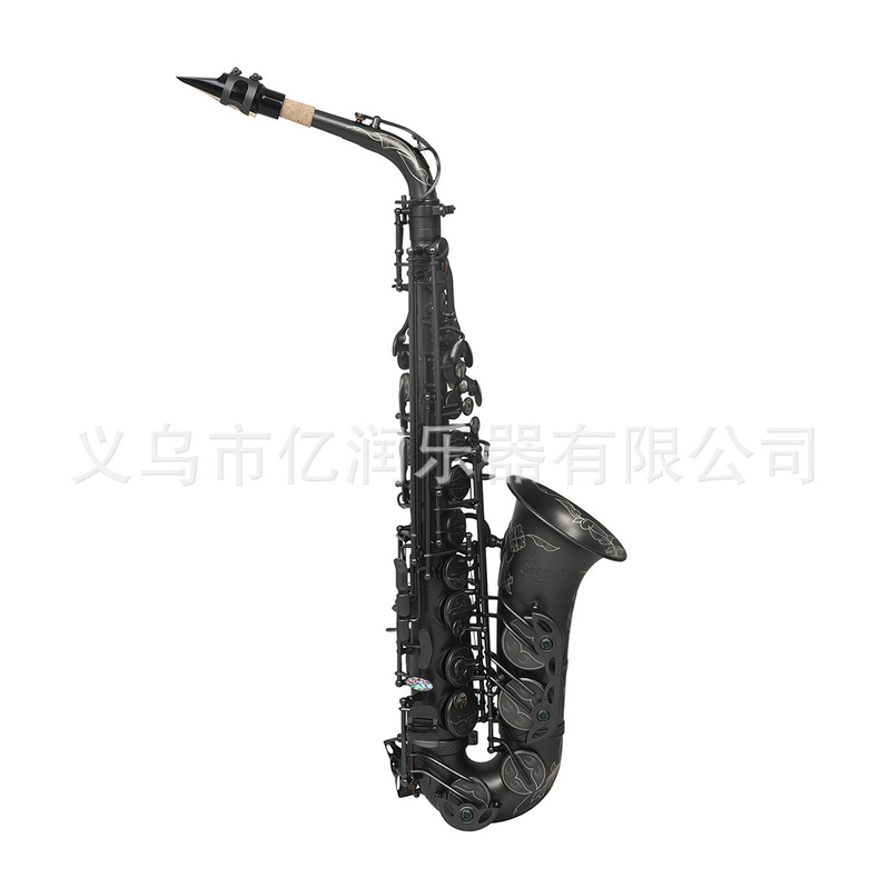 High-end black nickel-plated E-flat alto saxophone with built-in pressure-resistant case, matte finish, engraved mouthpiece, performance set High-end black nickel-plated E-flat alto saxophone with built-in pressure-resistant case, matte finish, engraved mouthpiece, performance set