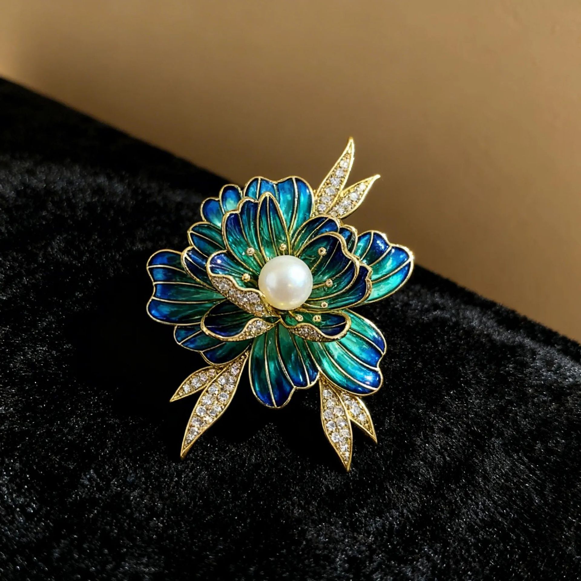 Vintage Enamel Peony Flower Brooch for Women, Niche Chinese Style Painted Flower Pin, Suit Lapel Accessory Pin