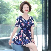 妈妈泳衣女保守中老年显瘦遮肚大码分体中年妈妈款游泳衣温泉泳装