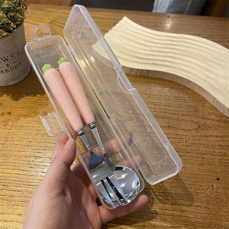 분말 무 숟가락 포크 세트 (접는 상자)