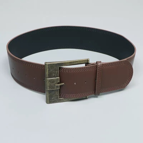 Vintage Metal Pin-Back Wide Belt | European & American Punk Style Outerwear Belt for Women | Factory-Direct Leather Belt