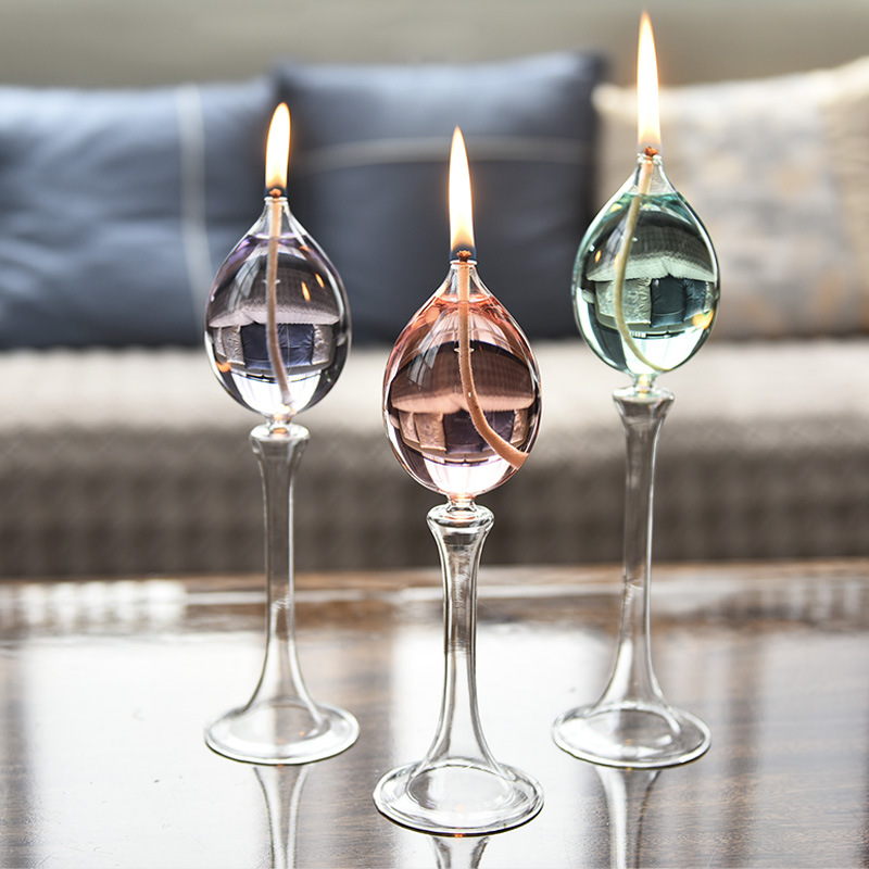 Creativo vidrio transparente vidrio candelabro lámpara de aceite decoración del hogar creativo europeo romántico vela cena lámpara de aceite de vidrio