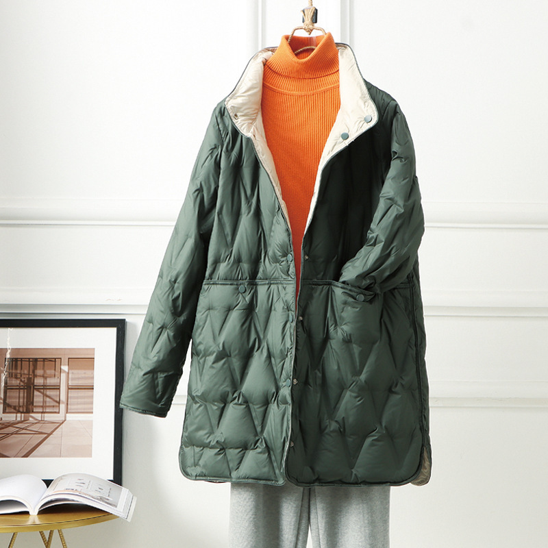 Down jacket women's long light autumn and winter 2024 new small plus size 200kg chubby girl double-sided coat Down jacket women's long light autumn and winter 2024 new small plus size 200kg chubby girl double-sided coat