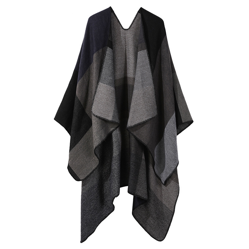 Double-Sided Plaid Imitation Cashmere Office Shawl Summer Outer Cape Enlarged Thickened Cape Amazon Warm Scarf