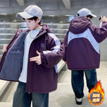 男童外套冬季加绒加厚派克服儿童装秋冬款保暖风衣中大童冬款棉服