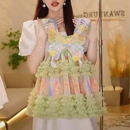 女童夏装连衣裙儿童蝴蝶背心裙子宝宝网纱公主裙小女孩六一演出服