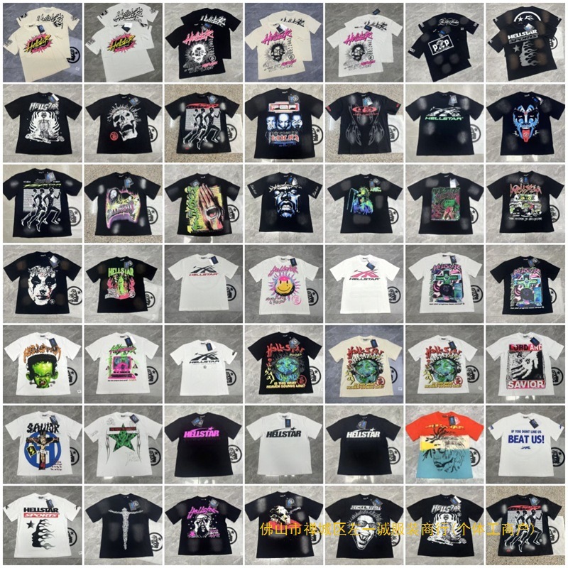 美潮ins同款复古印花夏季高街潮流休闲嘻哈欧美女短袖T恤男潮夏季