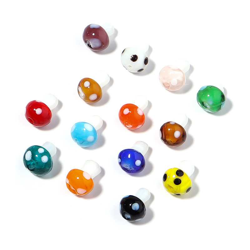 Colored Glaze Mushroom Shape Scattered Beads Diy Ornament Accessories display picture 3