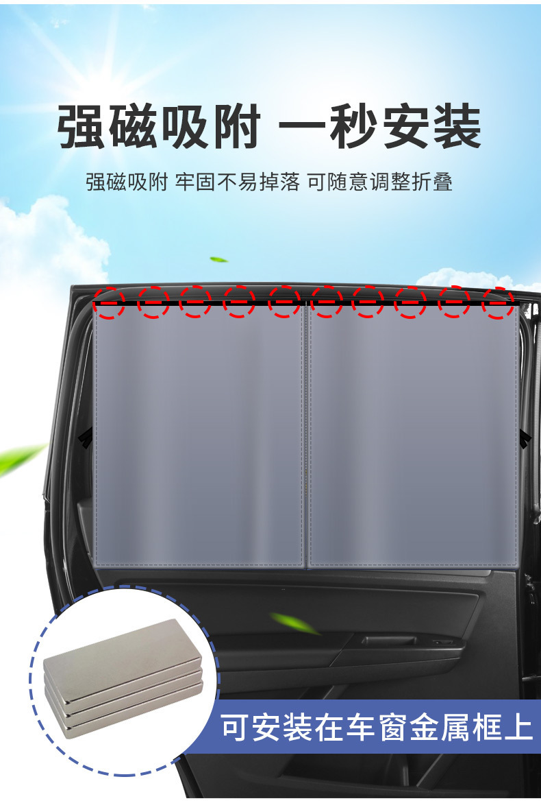 Magnetic Mesh Double-Layer Car Sunshade Curtain with Magnetic Attachment for Car Windows, Summer Car Window Curtain