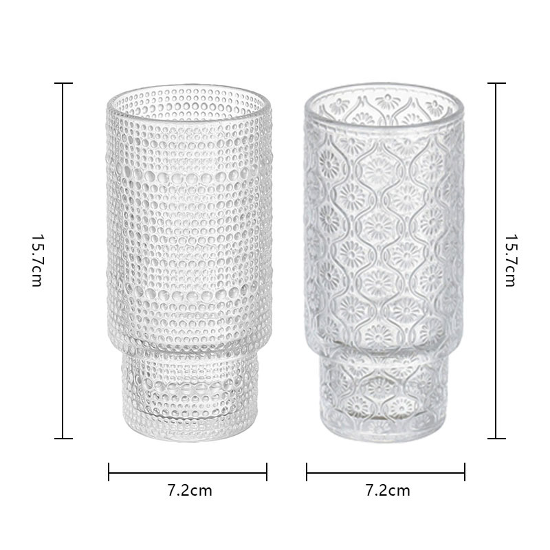 Nuevo tipo de taza de cristal de begonia con cubierta de bambú taza de paja retro relieve taza de extracción fría taza de café de cristal laminado