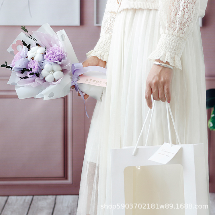 Ramo de Flores Preservadas, Claveles Reales para Regalo de Cumpleaños de Profesor, Día del Maestro, Ramo de Claveles Preservados al por Mayor