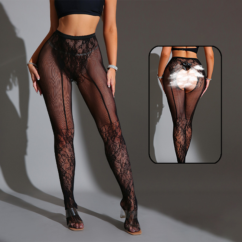 Medias de Red Sexys con Entrepuerta Abierta W25109 de Nailon y Elastano Alta Elasticidad para Uso Diario y Fiestas image 3
