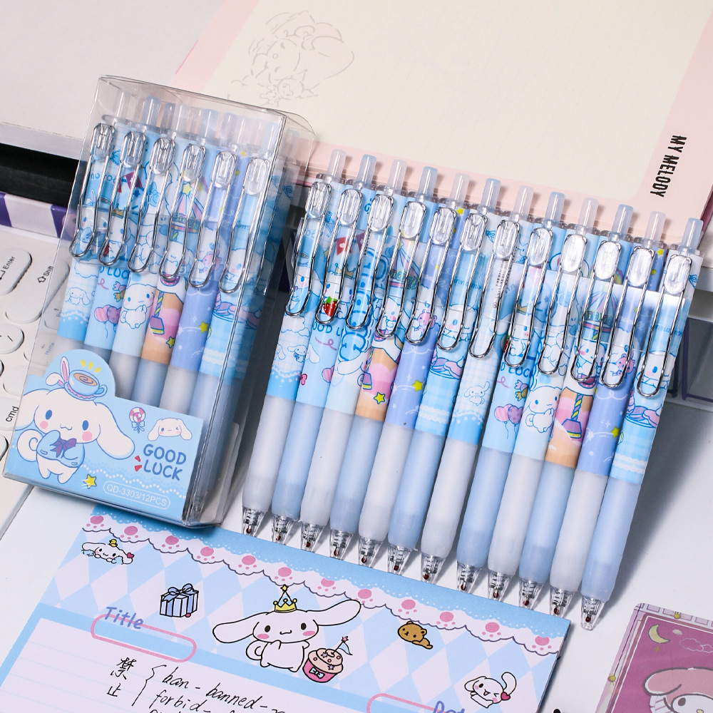 Cute postre fiesta 12 bolígrafos de caja de dibujos animados perros metal bolígrafo neutro bolígrafo de firma ST negro