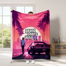 新款侠盗猎车手毛毯Grand Theft Auto数码印花盖毯加厚法兰绒毛毯