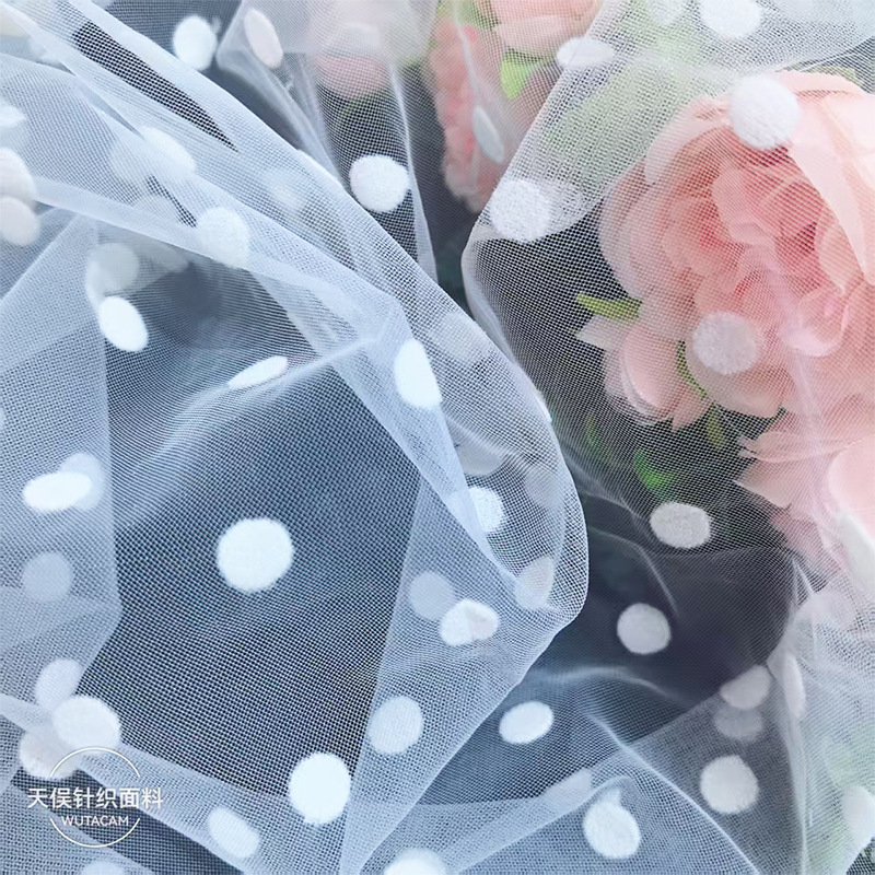 New 1cm Flocked Polka Dot Mesh Women's Gauze Skirt Children's Clothing Gift Packaging Sleeves Polka Dot Headdress Wedding Dress Decoration