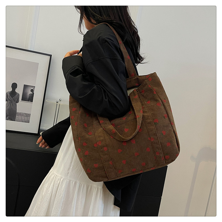 Women's Large Corduroy Strawberry Streetwear Sewing Thread Square Zipper Handbag display picture 34