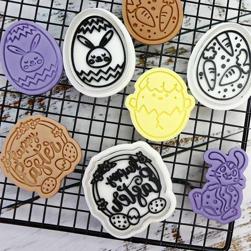Molde de galletas de Pascua para hornear fiesta molde de fondant de bricolaje personalizado molde de corte de galletas de glaseado de prensa tridimensional 3D