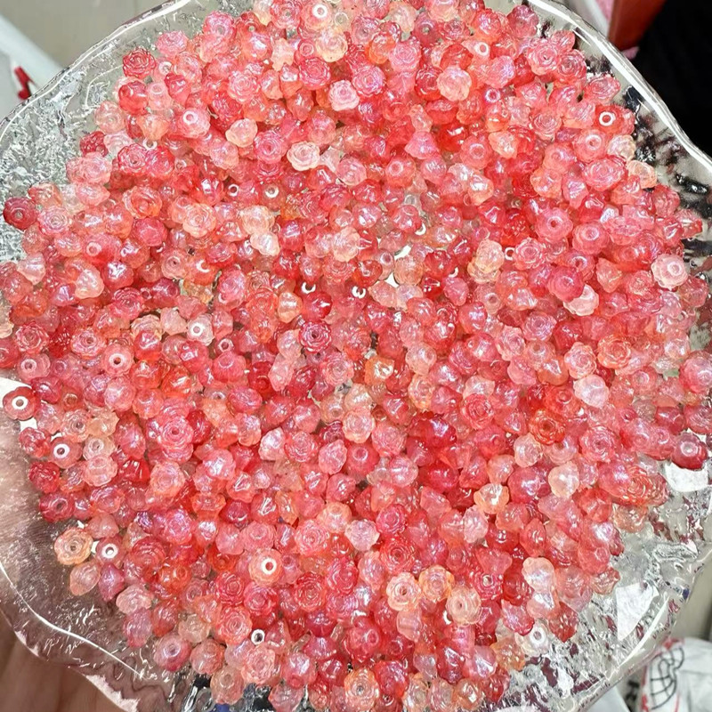 Luz nocturna brillante dorada rosa mini camellia acrílico diy cuentas hechas a mano al por mayor explosión de sonido