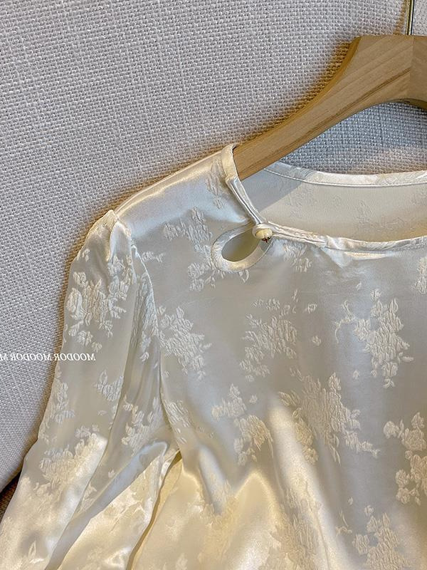 アセテート新中国風の女性の国民風刺繍コントラストカラーシャツ 2025 春宋錦インナー改良唐スーツトップ|undefined