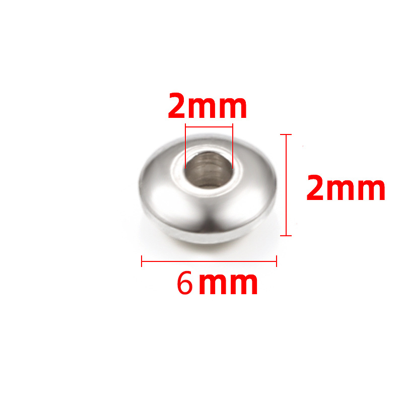 30g Weight Beads Jewelry Making Type 6 * 2mm Jewelry Making Size 100 PCS/Package 6 * 2mm Hole 2~2.9mm Stainless Steel Solid Color Polished DIY Jewelry Accessories Beads
