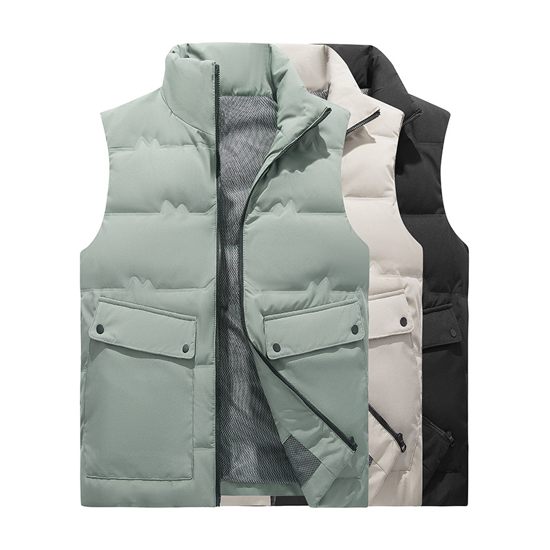 Cross-border chaleco de plumón de hombre con chaleco de invierno 80 chaleco de plumón sin mangas de color blanco
