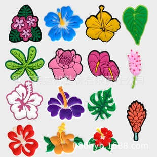 Cross-Border New Hawaiian Shoes Flower Shoe Buckle Beach Clogs Decorative Buckle Hole Bag Accessories DIY Removable Pvc