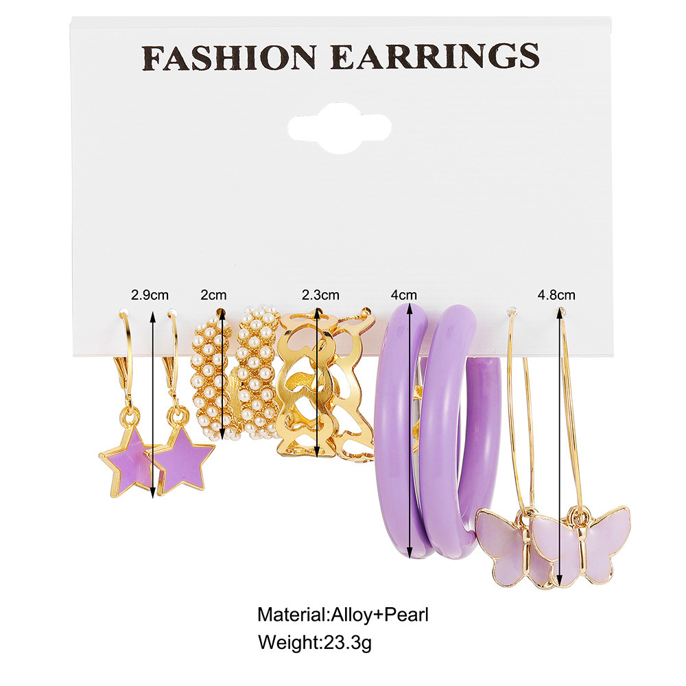 Fashion Star Butterfly Alloy Plating Artificial Pearls Womenu0027S Earrings 1 Set