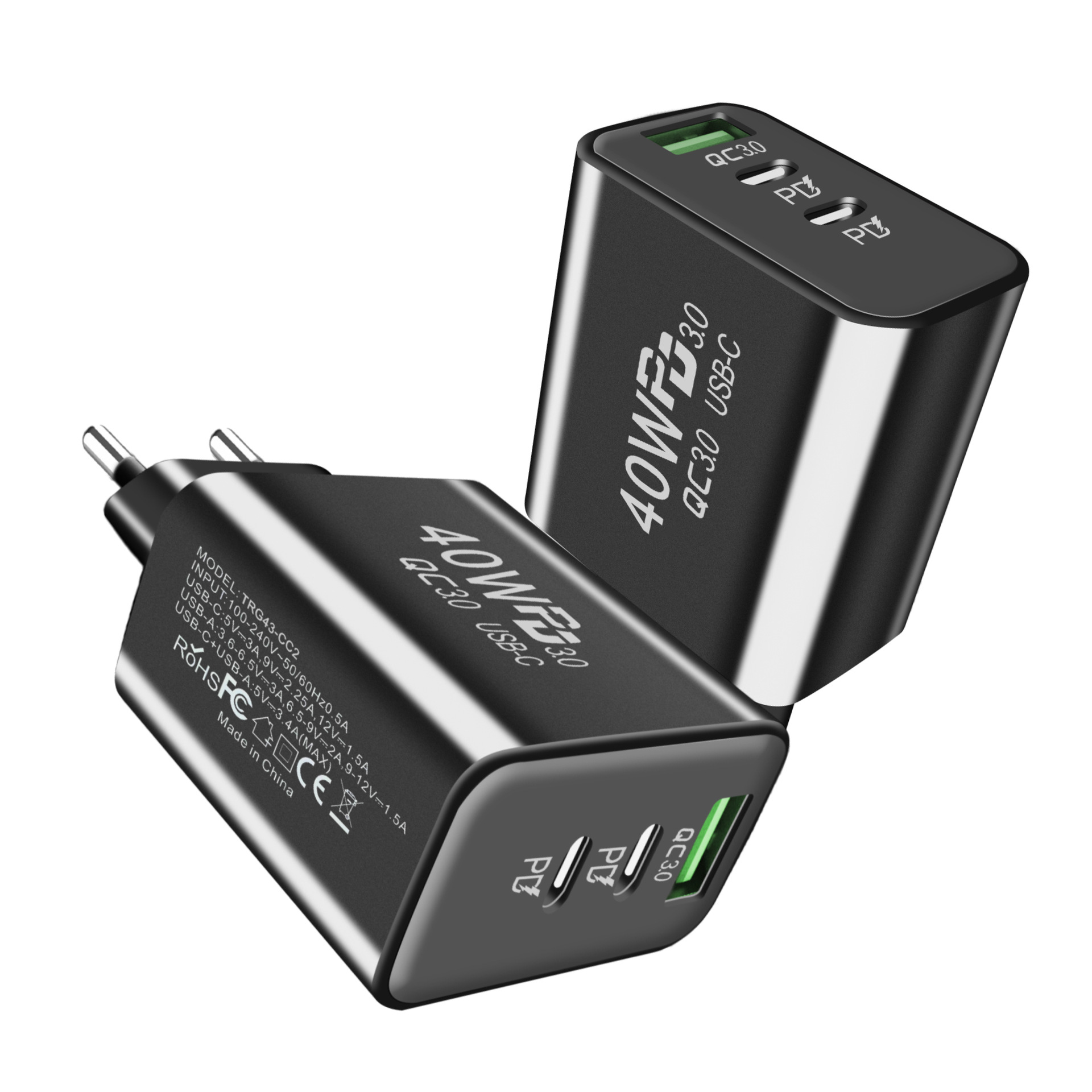 El modelo privado dual 2.4A del PD + 1USB para Apple/el cargador TYPE-C 12W del teléfono móvil de Android ayuna cargador de viaje de la carga