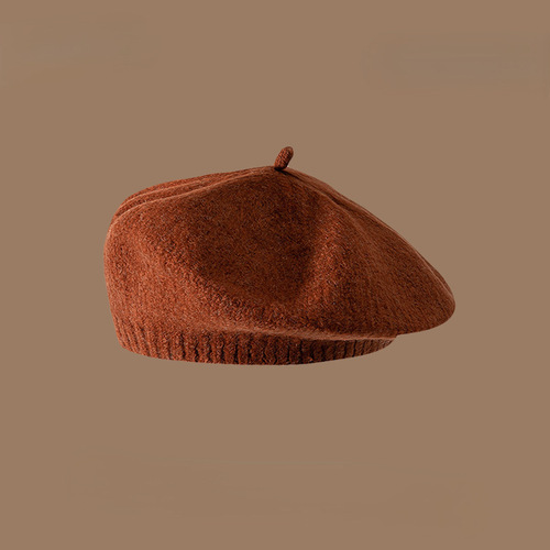 Japanese retro knitted woolen beret hat Korean version for men and women trendy British bud Japanese painter hat