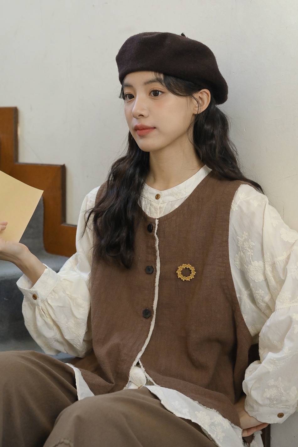Real Shot: Japanese-style Design, Elaborate Embroidery, Pure Cotton Women's Shirt, Spring French Vintage High-end Shirt_ecoleips.com