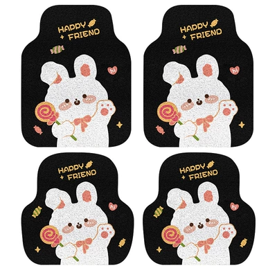 Mat Thickened Universal Peihui, Car Carpet - colored-silk-circle-candy-bunny-2-in-front-and-2-in-back