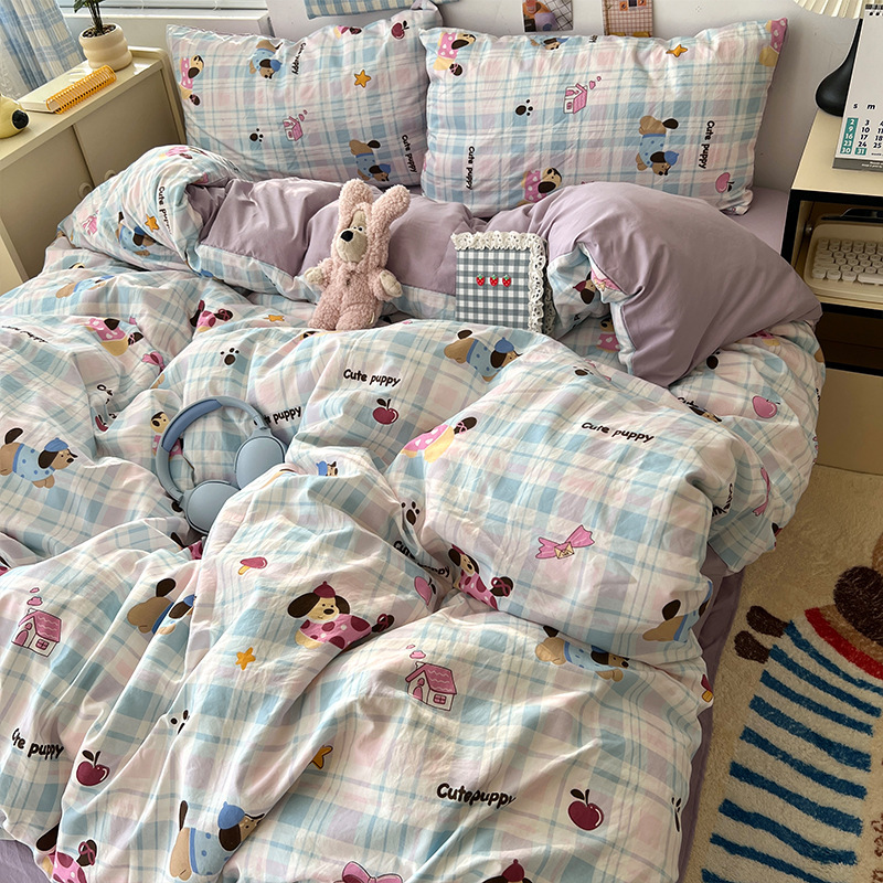 Cama de cuatro piezas de madres y bebés de clase A sábanas de algodón cubierta cama de dormitorio de estudiantes de tres piezas de cama