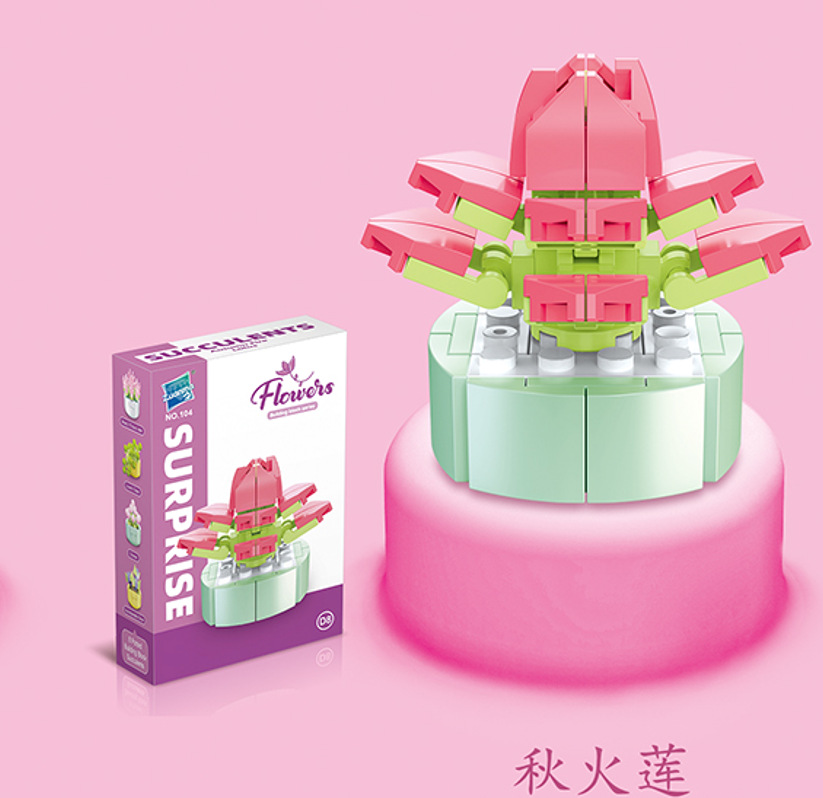 Diamante caballo bloques de construcción flor suculenta olla creativa ramo decoración compatible con Lego niños pequeñas partículas ensambladas juguetes al por mayor