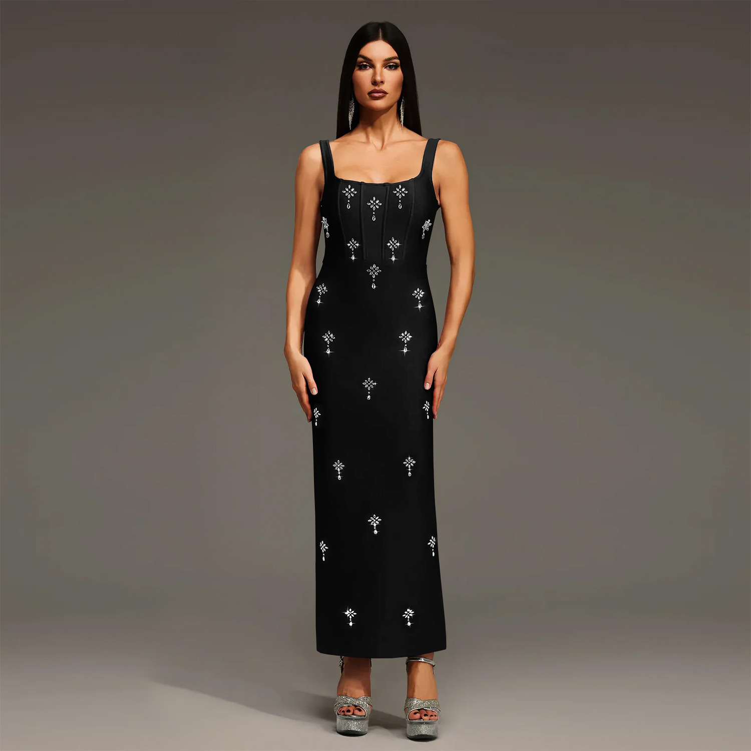 C7657 cross-border AliExpress Amazon Europa y América moda moda moda femenina temperamento elegante correa de hombro de perforación caliente vestido de espalda descubierta image 4