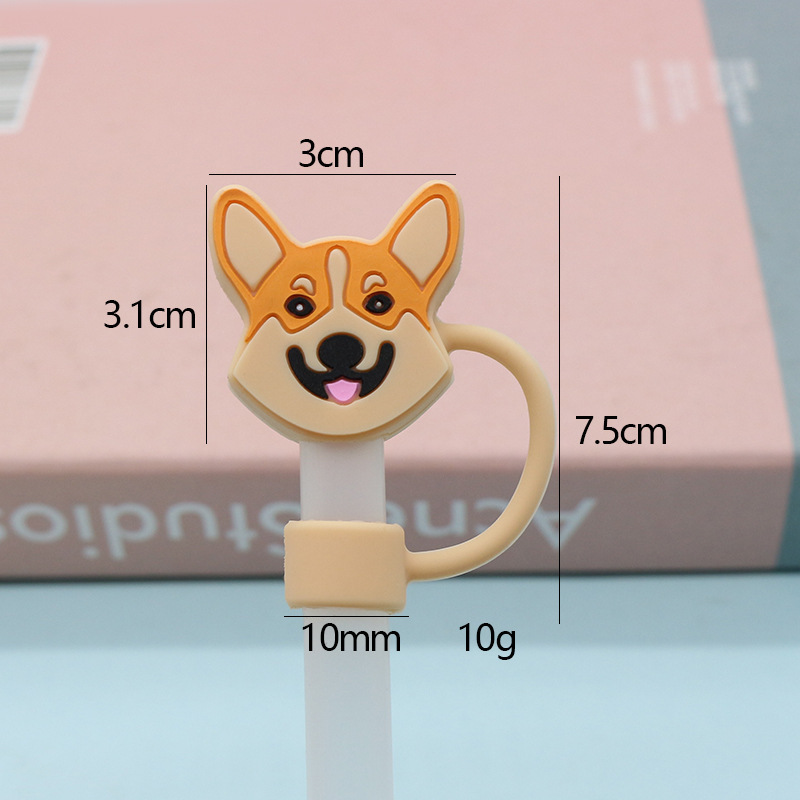 Tapa de pajita de silicona de grado alimenticio de 10mm Tapa de pajita a prueba de polvo Tapa de pajita linda Cubierta de polvo de dibujos animados tridimensional Cubierta de pajita