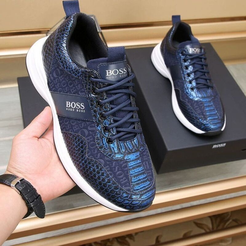 2025 New Boss Men's Shoes, Casual, Versatile, Comfortable, Breathable, Lightweight Sneakers, Black Lace-Up Sneakers, Trendy