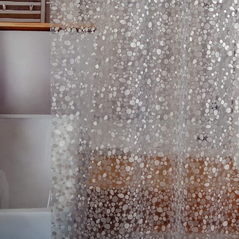 Cross-Border Eva Shower Curtain Thickened Waterproof Bathroom Partition Curtain Shower Curtain White 3D Three-Dimensional Small Stone Pattern Cross-Border Eva Shower Curtain Thickened Waterproof Bathroom Partition Curtain Shower Curtain White 3D Three-Dimensional Small Stone Pattern