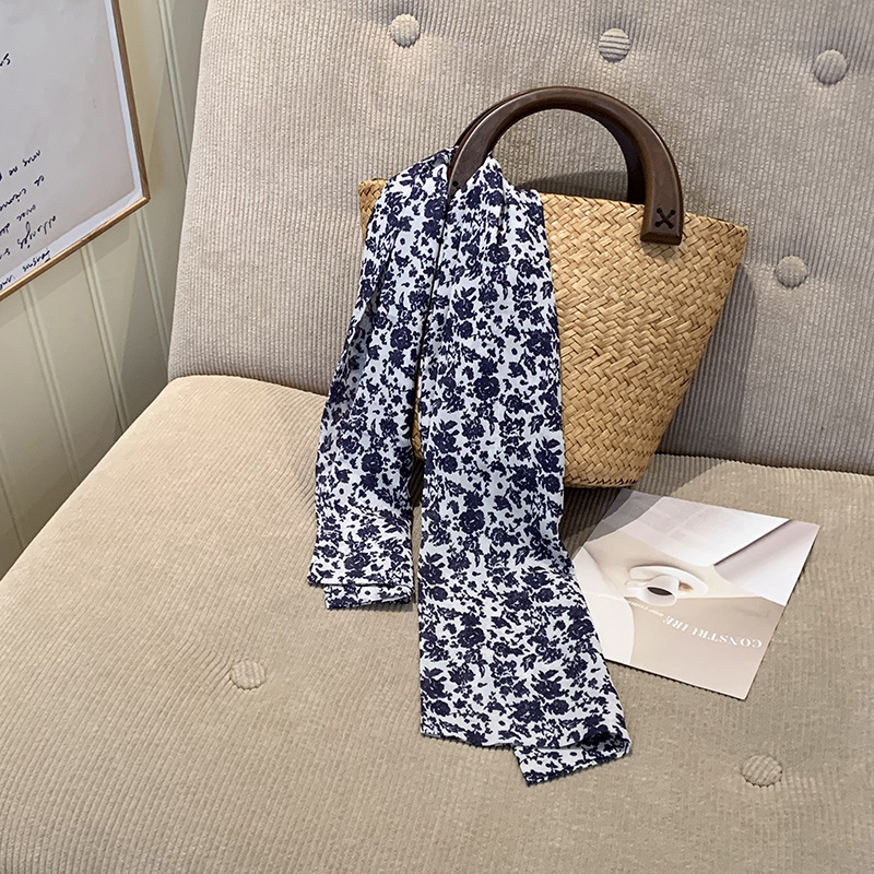 Wavepoint bufandas de seda larga alta sensación francesa retro primavera y otoño decoración de moda bufandas de cuello correa de cabello turbante