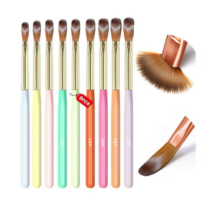Cross-border Hot Sale Macaron Pen Wooden Pole Crystal Pen 9 pce suit Nail Brush