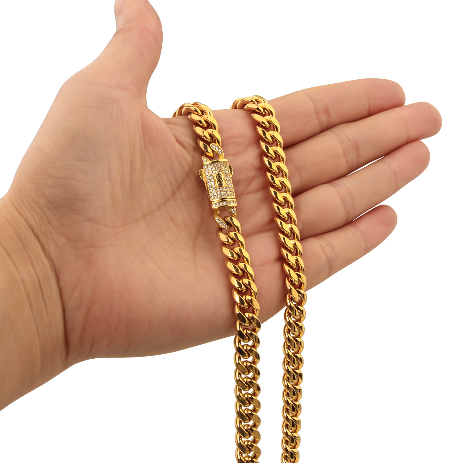 33g Weight Box Clasp Closure Clasp Closure Type Chain Necklace Classification 304 Stainless Steel Chain Material Cuban Link Chain Curb Chain Chain Type 1 Piece Quantity Holiday, Party Occasion 304 Stainless Steel Material Geometric Pattern All Seasons Season Men's Gender Plating Design Hip-Hop, Punk Style Hip-Hop Punk Geometric 304 Stainless Steel Plating Men's Chain Necklace Men Chain Necklaces 23