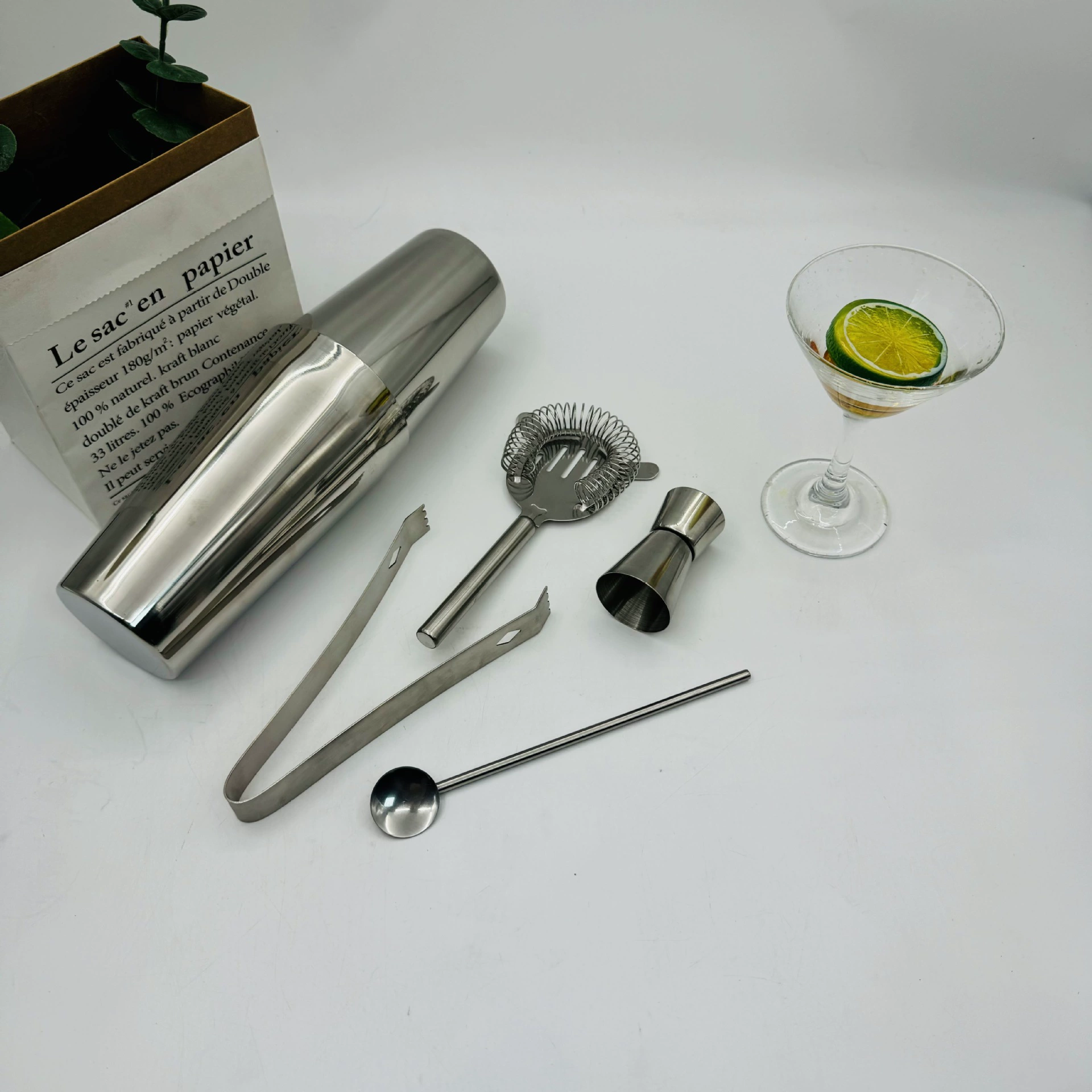 Shaker stainless steel, set, cocktail wineglass, full set, wholesale