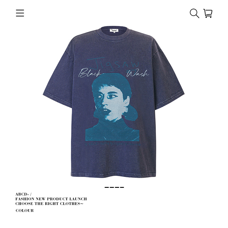 Camiseta de manga corta apilada en la calle alta de la marca de moda pesada de 250g para hombres de algodón puro con camisa de fondo suelta para hombres de verano