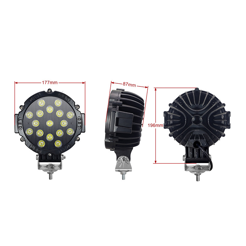 Luz de trabajo LED redonda de 7 pulgadas y 51W, luz para automóvil, luz para vehículo todoterreno, luz para montacargas, luz para vehículo de ingeniería, luz para camión, súper brillante.