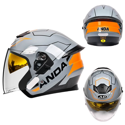 Motorcycle Safety Supplies – Motorcycle Helmet 3C Certified Men's - gray-filament-thread-built-in-gold-plated-mirror-high-definition-mirror-m57-58-head-circumference