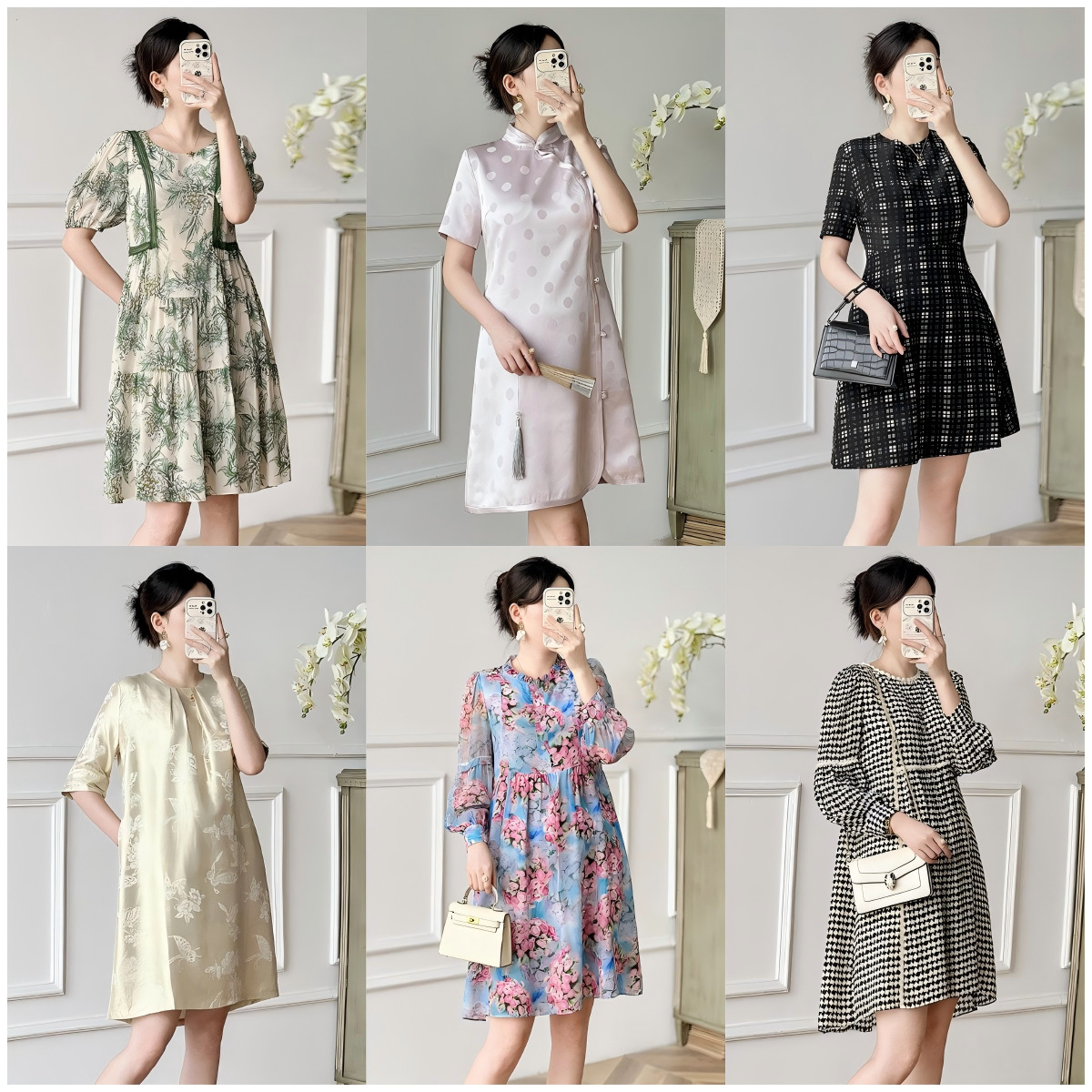 Đầm maxi nữ thắt eo chất lụa tơ tằm mùa xuân hè — 2412207 - Màu tím