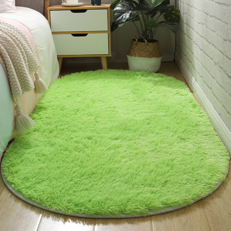 Luz de lujo dormitorio mantas de cama sala de estar oval simple estera de suelo vello largo teñido antideslizante balcón estera de ventana flotante paquete suave image 17