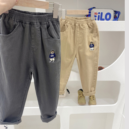 Boys' cartoon casual trousers 2024 spring new style medium and large children's spring clothing trendy boys' Korean style trousers
