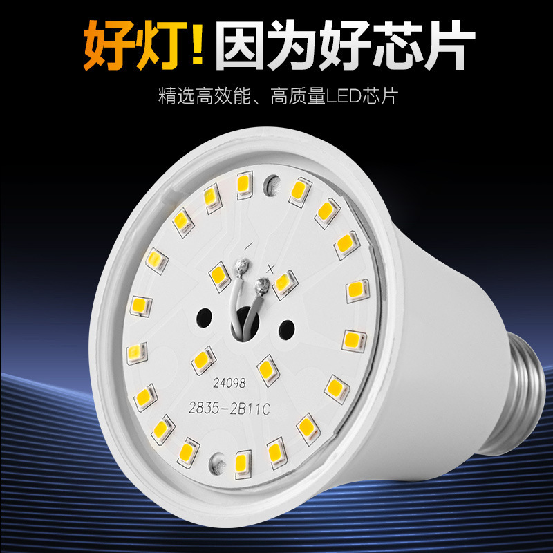 Bombilla led de flujo constante de ahorro de energía luz blanca E27 lámpara de bola de tornillo bolsa de plástico de alto brillo al por mayor lámpara de ahorro de energía de aluminio lámpara LED de cañón