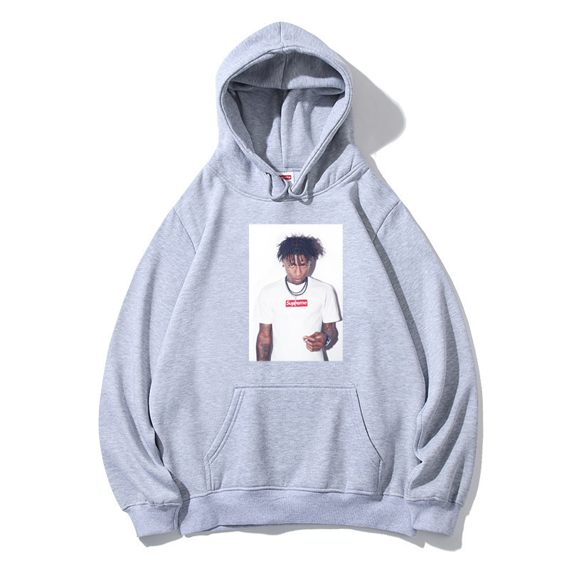 Dropshipping Heavyweight American Trendy Brand Sup Letter Print Casual Versatile Loose Solid Color Unisex Hoodie