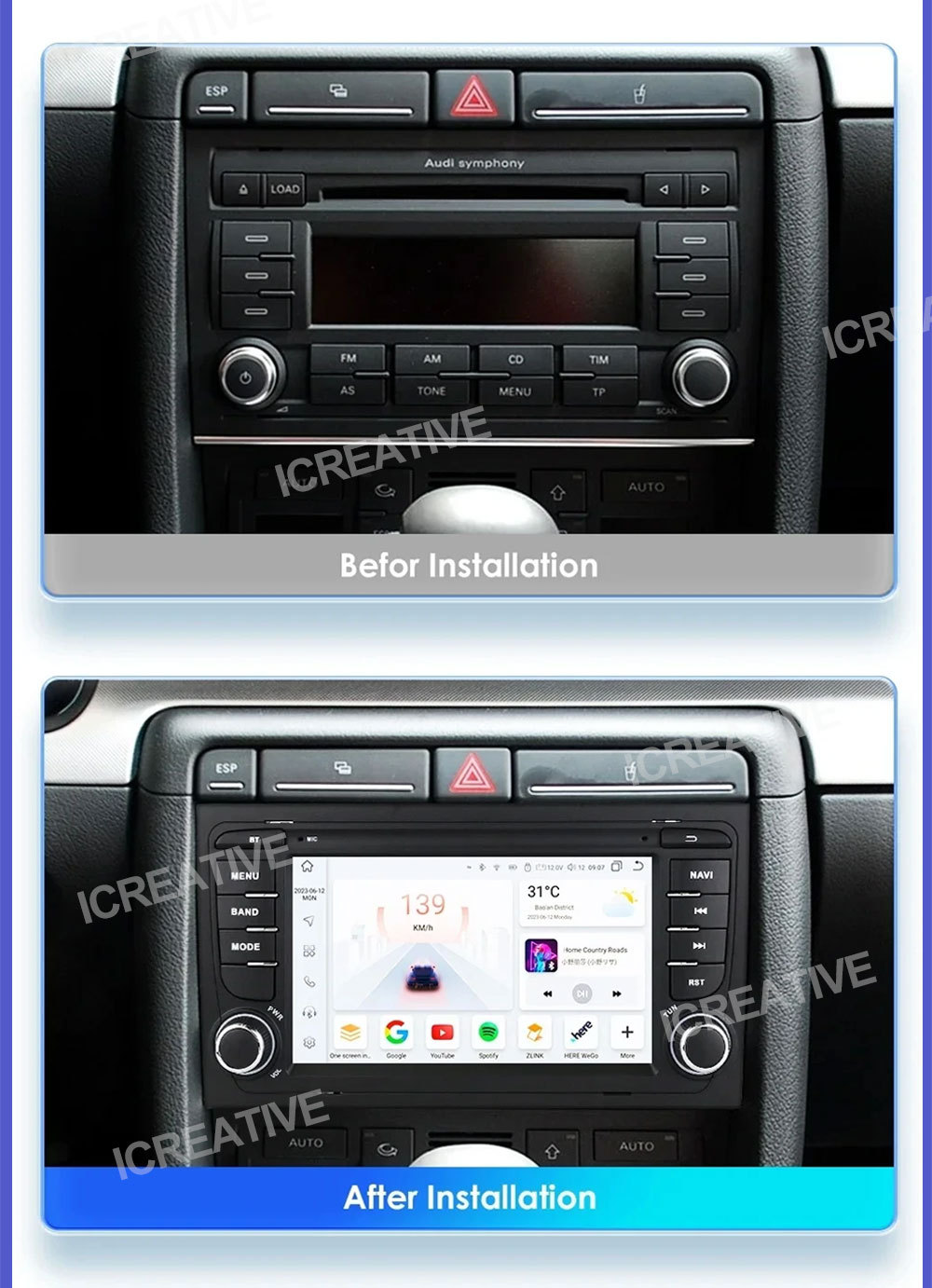 Suitable for 7inch Audi A4 Android Car Gps High-Definition Screen Mp5 Bluetooth Navigation All-In-One Carplay